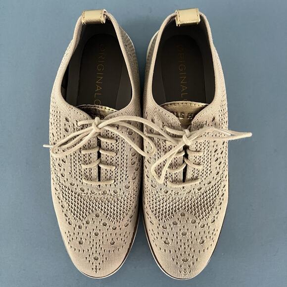 Cole Haan 2.ZeroGrand Stitchlite Rye Gold Wingtip Oxford Womens Sneakers - Picture 8 of 10